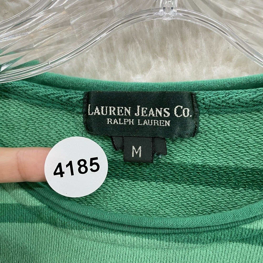 Lauren Jeans Co Ralph Lauren Green Striped Pullover Sweater Womens M Medium - Picture 8 of 8